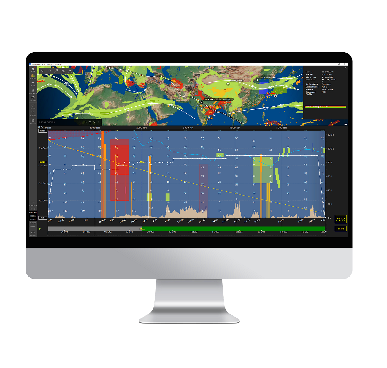 Vertical display and timeline bar